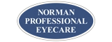 Norman Professional Eyecare scrolling row logo in a blue circle.